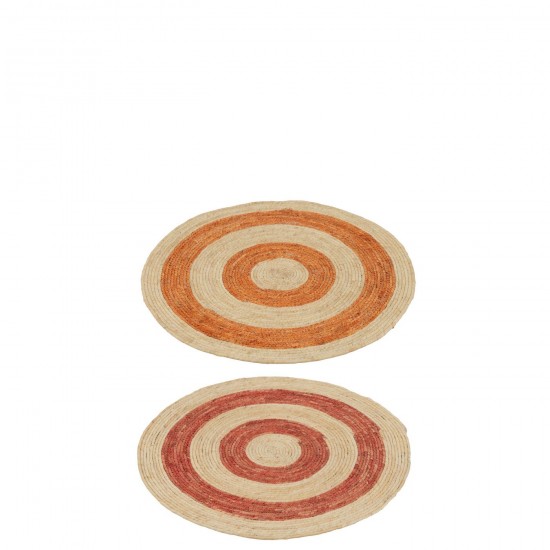 J Line Rug Round Circles Corn Husk Orange Red Medium Assortment Of 2 carpets.