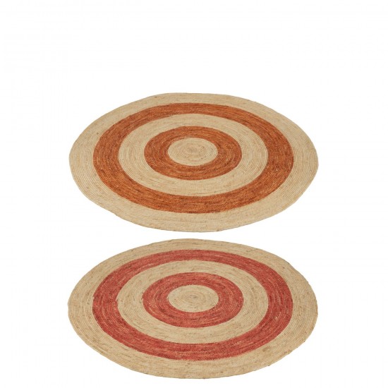 J Line Rug Round Circles Corn Husk Orange Red Large Assortment Of 2 carpets.