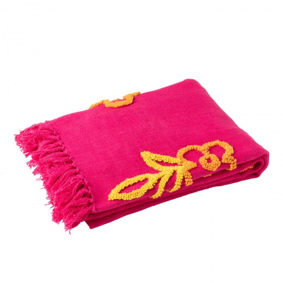 Jline Plaid Bloemen Katoen Roze Oranje Geel.