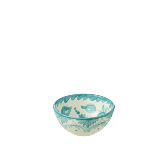 Jline Bowl Granada High Ceramic White Aqua Small.