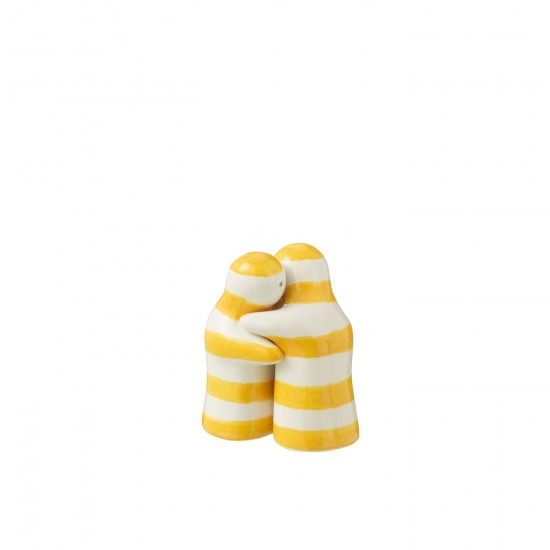 J Line Salt Pepper Granada Stripes Ceramic White Yellow crockery series Dinnerware.