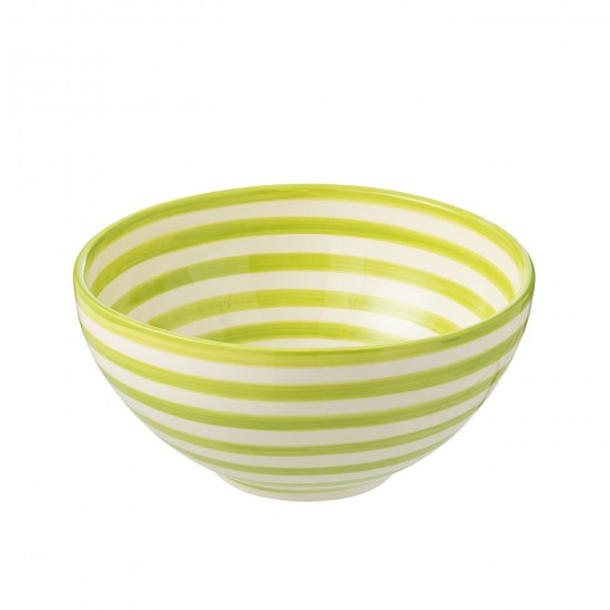 Jline Bowl Granada Stripes High Ceramic White Green Large.