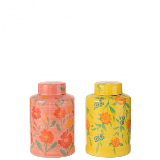 Jline Vaas Met Bloemen Allegria Klei Mix Assortiment Van 2.