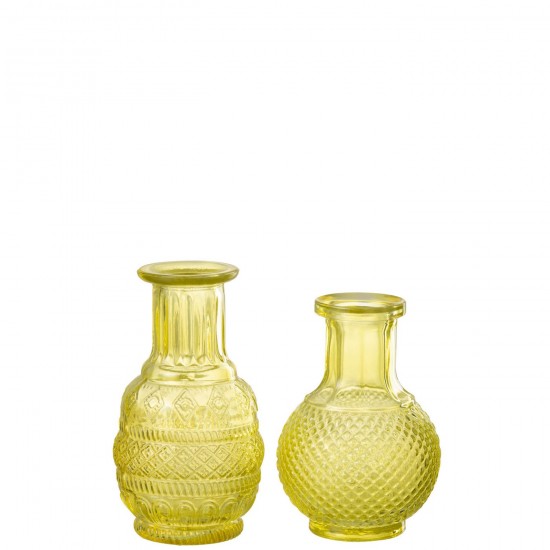 J Line vases Jolipa Vase Kano Verre Jaune Assortiment De 2.