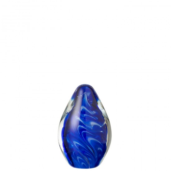 J Line presse papiers Jolipa Presse Papier Polypus Oval Verre Transparent Bleu Small.