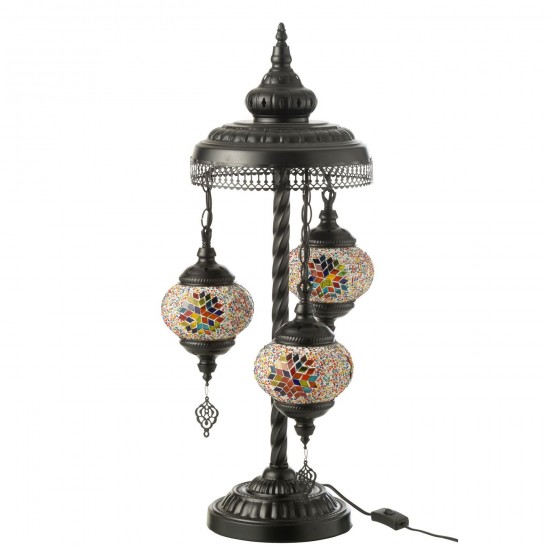 J Line Table Lamp Mosaic 3 Lamps Glass Metal Orange Bulbs.