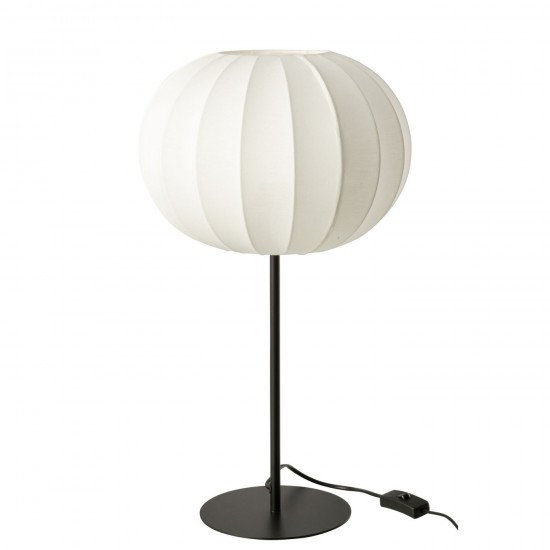 J Line Table Lamp Lantern Metal Textile White Large Bulbs.