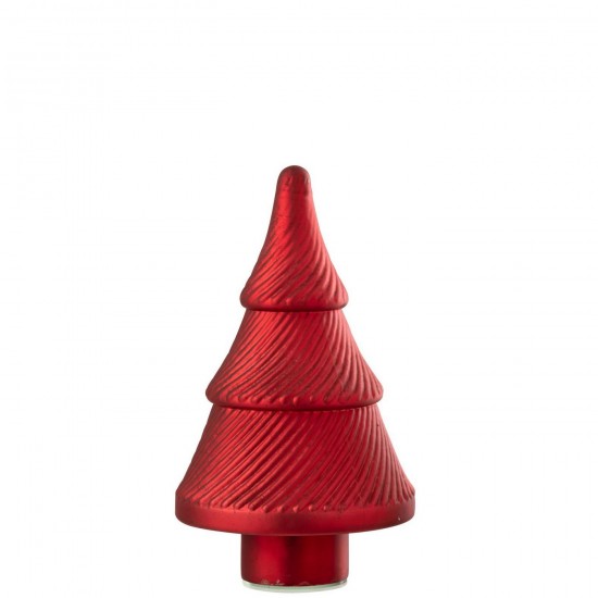 Jline Kerstboom Geoxideerd Geribbeld Glas Rood Small.