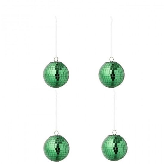Jline Doos Van 4 Kerstbal Spiegel Glas Groen Small.