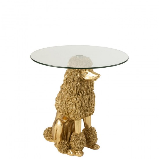 Jline Mesa Auxiliar Caniche Redondo Poliresina Dorado.