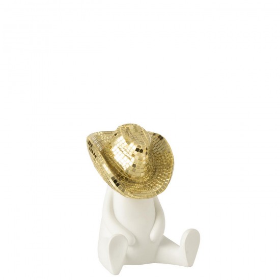 Jline Cowboy Mosaik Polyresin Weiß Goldfarben Menschen.