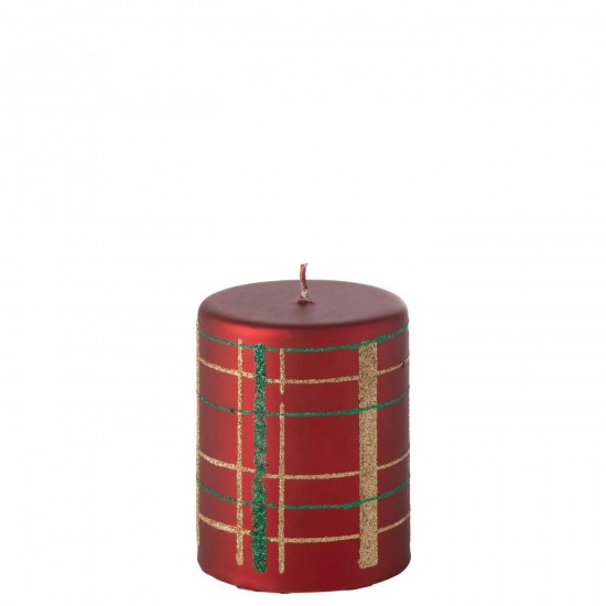 J Line Candle Cylinder Checkered Paraffin Multicolored Small 20H candles.