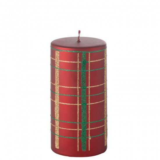 Jline Kaars Cilinder Geruit Paraffine Meerkleurig 35U.
