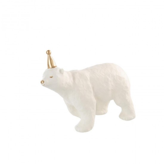 J Line ours polaires blancs Jolipa Ours Polaire Chapeau De Fête Promenade Poudre De Chaux Blanc Doré.