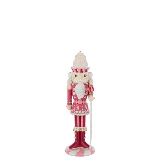 J Line Nutcracker Candy Resin White Pink Small People.