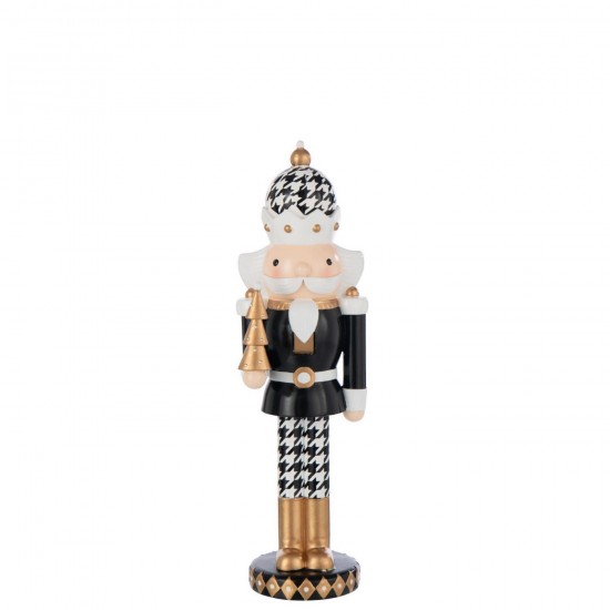 J Line Nutcracker Pied De Poule Resin Multicolored Large People.