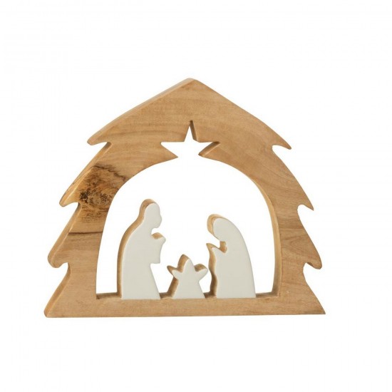 Jline Kerststal In Boom Mangohout Wit Naturel Large.