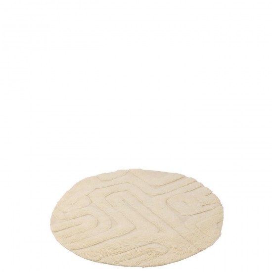 Jline Vloerkleed Abstracte Lijnen Rond Wol Ecru.