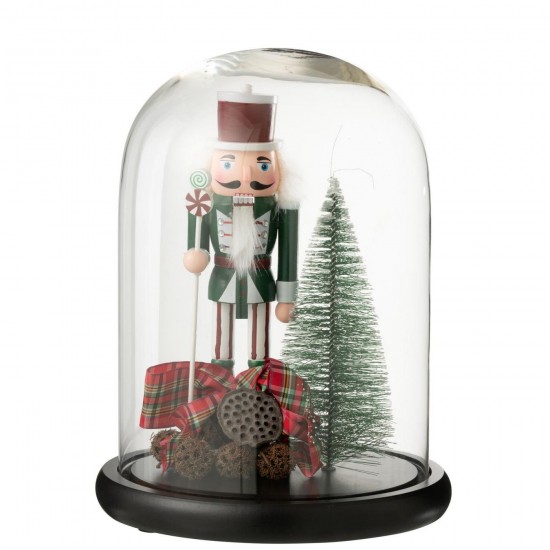 Jline Decoratieve Stolp Notenkraker Glas Kerstrood Donkergroen Large.