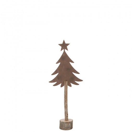 Jline Kerstboom Ster Ijzer Paulowniahout Bruin Small.