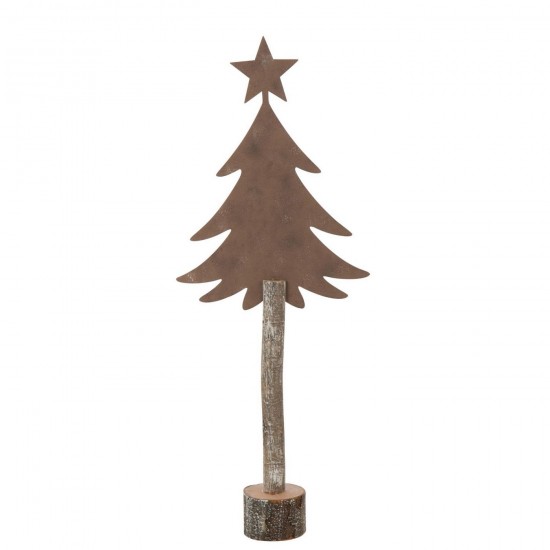 Jline Kerstboom Ster Ijzer Paulowniahout Bruin Large.
