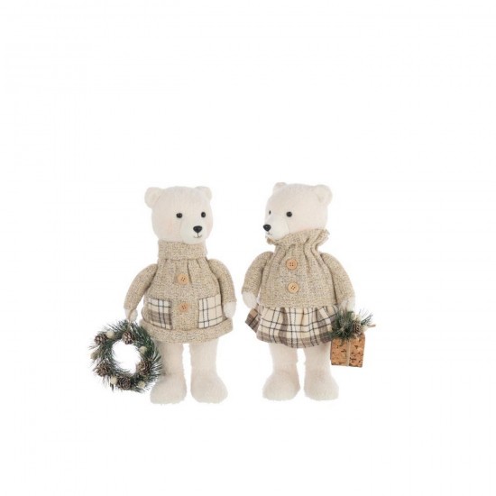 J Line ours Jolipa Ours Garçon Girl Polyester Écru Beige Assortiment De 2.