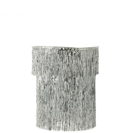 J Line Lamp Shade Chandelier Fringes Vinyl Silver Colored Large Suspensions pendant lights Suspended Overhead Lights Lamps.