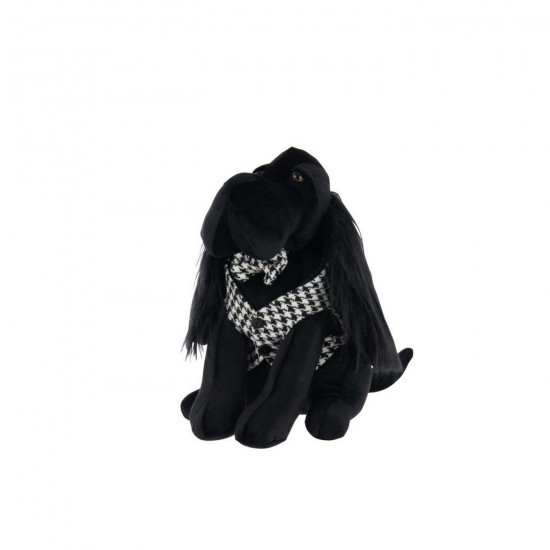 Jline Deurstop Hond Pied De Poule Polyester Zwart Wit.