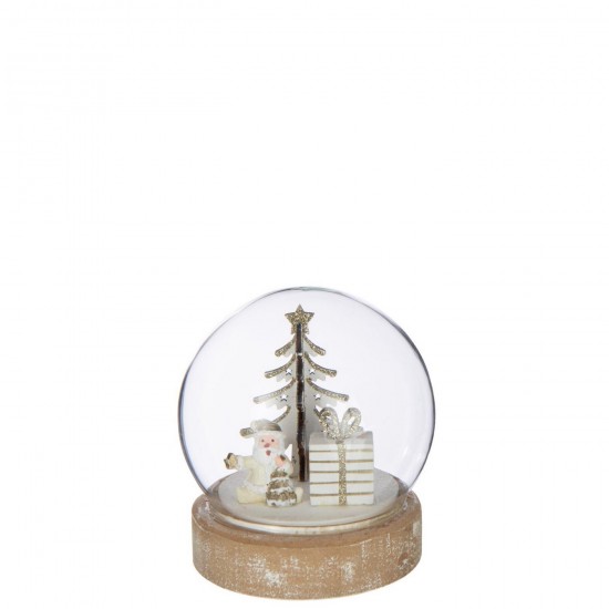 J Line Ball Led Santa Plywood White Gold Colored.