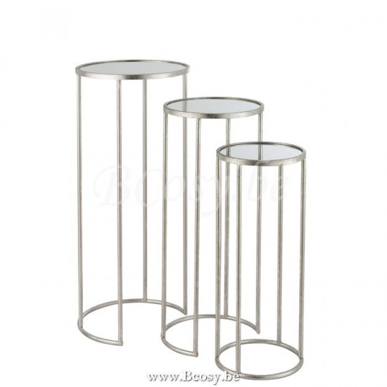 tables gigognes basses d appoint bouts de canapé Jolipa Jline Set De 3 Tables Gigognes Leo Miroir Fer Argent