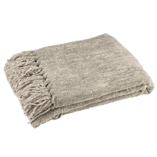 Jline Deken Chenille Polyester Grijsgroen.