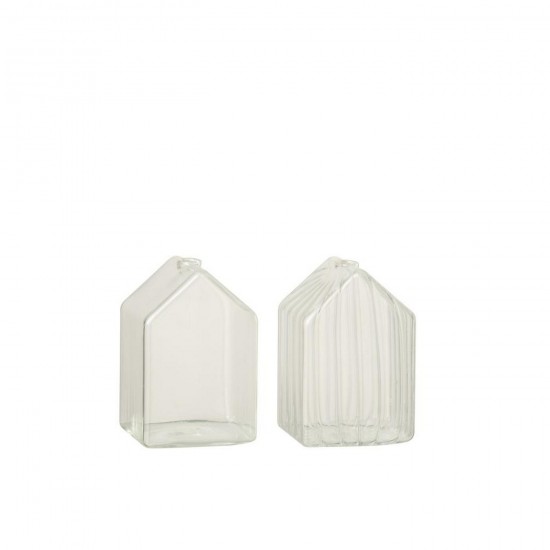 Jline Huis Effen Gestreept Glas Transparant Small Assortiment Van 2.