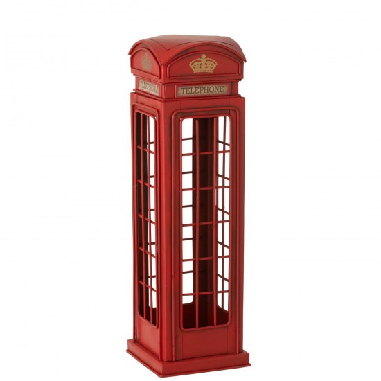 J Line Telephone Box Antique Metal Red objects.