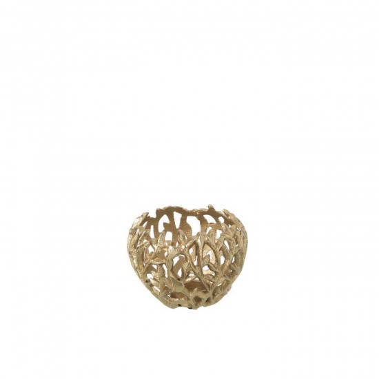 J Line Candle Holder Leaf Aluminium Gold Colored Small candle holders.