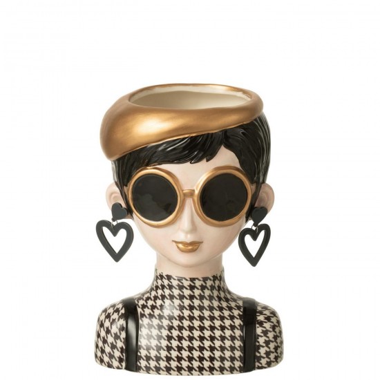 Jline Vaas Pied De Poule Margo Keramiek Meerkleurig.