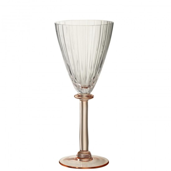 J Line verres a vin Jolipa Verre À Vin Ligné Verre Transparent Rose Saumon.