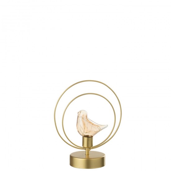 Jline Vogel Led 1 Vogel Rund Eisen Goldfarben.