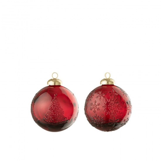 J Line boules de noel Jolipa Boule De Noël Balle Verre Rouge Assortiment De 2.