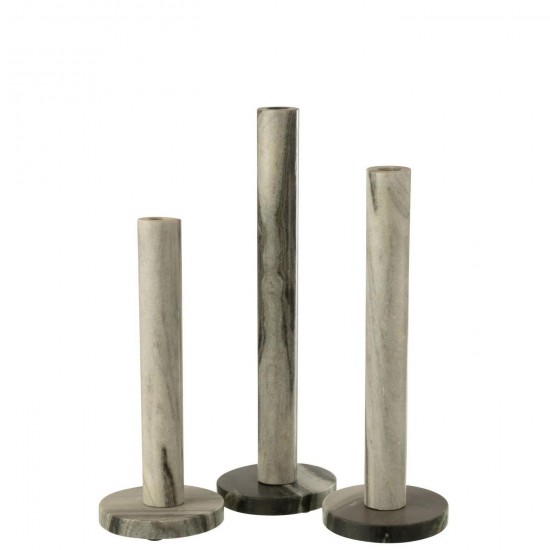 J Line Set Of 3 Candle Holder Marble Black Light Grey candleholders candle holders candlesticks.