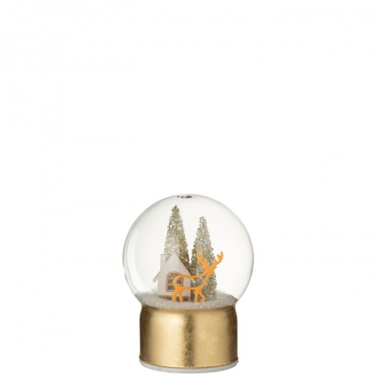 Jline Ball Led Rentier Glas Goldfarben Weiß Small.