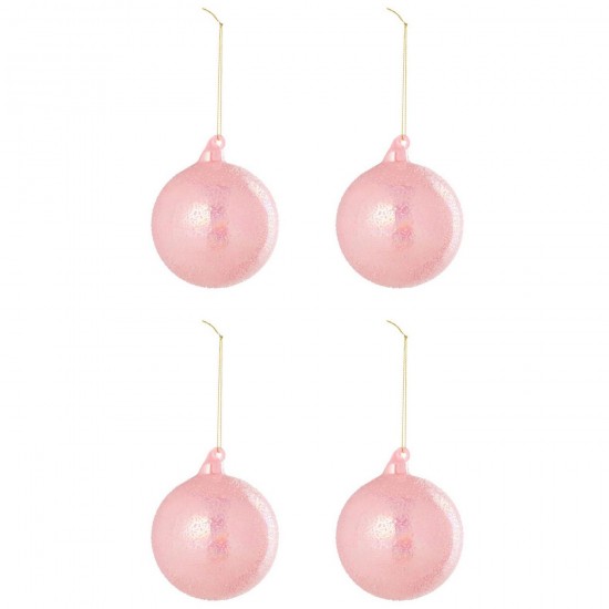 J Line boules de noel Jolipa Boite De 4 Boule De Noël Verre Rose Clair.
