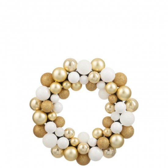 J Line Wreath Christmas Baubles Plastic White Gold Colored wreaths.
