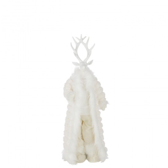 J Line cerfs statuettes Jolipa Cerf Manteau Debout Polyester Blanc Small.