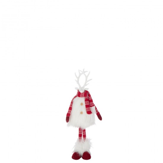 J Line cerfs statuettes Jolipa Cerf Fourrure Foulard Polyester Blanc Rouge Noël Small.