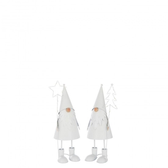 J Line Santa Claus Led Star Tree Metal White Small Assortment Of 2 santa clauses.