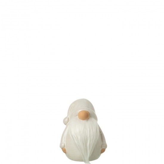 J Line lutins statuettes Jolipa Lutin Textile Barbe Porcelaine Gris Clair Medium.