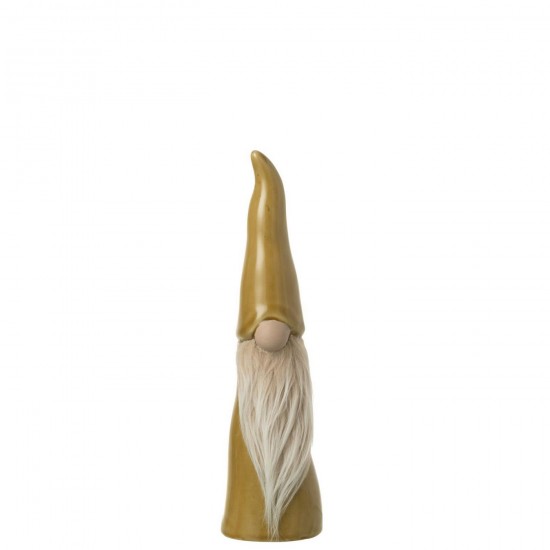 J Line lutins statuettes Jolipa Lutin Chapeau Pointu Porcelaine Ocre Small.