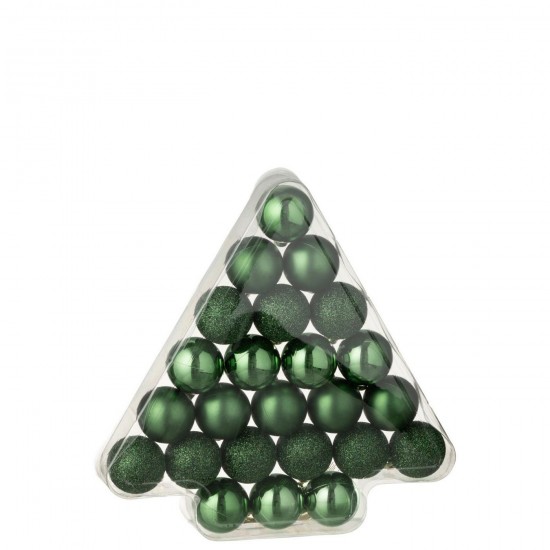 J Line boules de noel Jolipa Boite De 24 Boule De Noël Plastique Vert Émeraude.