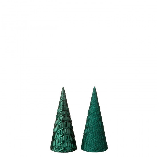 J Line arbres sapins de noel sur pied Jolipa Arbre Plastique Vert Foncé Assortiment De 2.