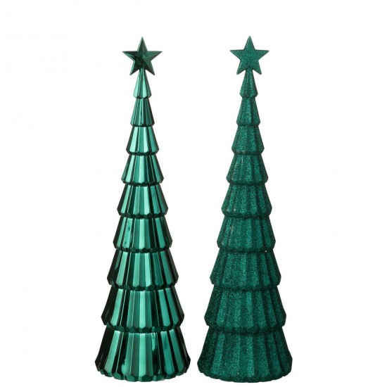 J Line hivers Jolipa Arbre Etoile Plastique Vert Foncé Assortiment De 2.